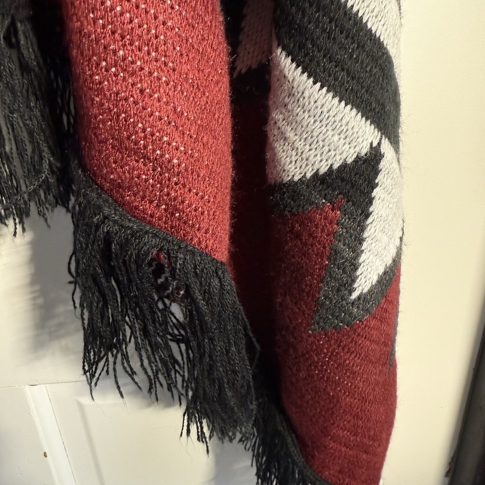 WMS 3XL Southwest Vibe Fringe Shawl Cardigan Long Sleeve Cozy - Picture 3 of 15
